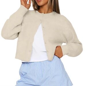 Women's Cream Cardigan Sweater S